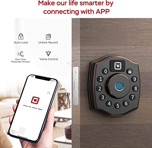 GeekTale Smart Fingerprint Deadbolt - Keyless Entry, App Control, Front Door Security