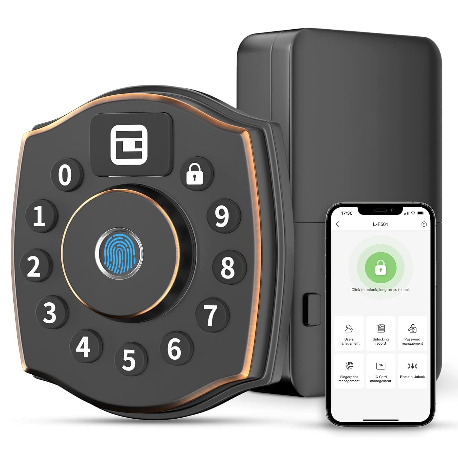 GeekTale Smart Fingerprint Deadbolt - Keyless Entry, App Control, Front Door Security