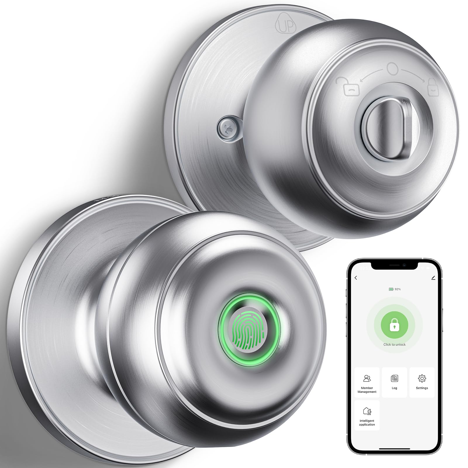 Smart Fingerprint Door Knob with App Control for Home