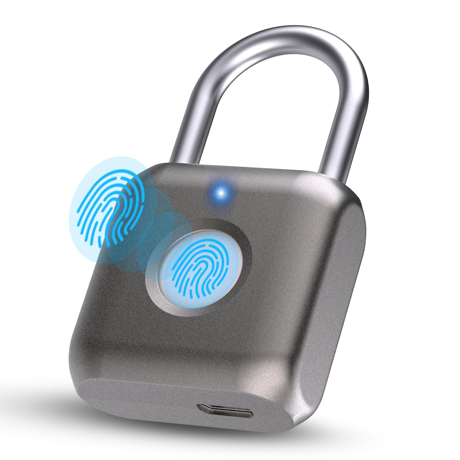 Biometric Smart Padlock for Gym, School, Travel - Gray